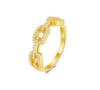 ZUOHUI Bague Chain Dream Starry Moissanite en Argent Sterling S925, Alliance Unisexe empilable for Femmes et Hommes, Pierre de Couleur DE 1 mm(Gold Moissanite,8)