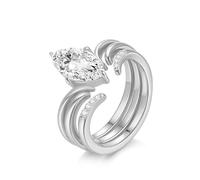 ZUOHUI Bague combinée Stream Tide - Argent sterling S925, 0,2 ct, moissanite marquise, taille cœurs et flèches, bague unisexe empilable for femme et homme, idéale for le bureau, les occasions spéciale