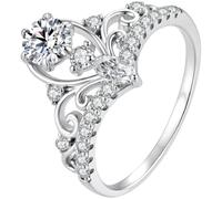 ZUOHUI Bague Couronne de moissanite en Argent Sterling S925 0,5 CT for Femme - Bague de déclaration de Conte de fées réglable, Bracelet de promesse de Mariage de Princesse Vintage(7)
