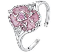 ZUOHUI Bague Couronne réglable en Argent Sterling S925 for Femme, Bague empilable à extrémité Ouverte, Finition Antique, Bijoux inspirés du Tarot for Un Usage Quotidien, Cadeau for Elle(Rose)