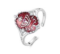ZUOHUI Bague Couronne réglable en Argent Sterling S925 for Femme, Bague empilable à extrémité Ouverte, Finition Antique, Bijoux inspirés du Tarot for Un Usage Quotidien, Cadeau for Elle(Rouge)