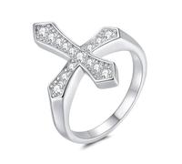 ZUOHUI Bague Croix en Argent Sterling S925 et moissanite for Homme et Femme | Alliance Unisexe Style Hip-hop | Cadeau de Mariage, fiançailles ou Anniversaire(Silver Moissanite,5)