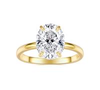 ZUOHUI Bague de fiançailles solitaire ovale de 3,5 carats, en argent sterling S925, for femme, alliance scintillante de luxe for anniversaire et usage quotidien.(Gold,7)