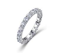 ZUOHUI Bague d'éternité complète en moissanite Argent Sterling S925 for Femme - Bande empilable de 2 carats, Mariage à Cercle Complet Anniversaire, Quotidien, Bureau(Silver,8)