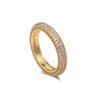 ZUOHUI Bague d'éternité for Femme en Argent Sterling S925 avec moissanite et zircone, Alliance empilable de 1,2 mm, Cadeau d'anniversaire de Mariage, avec boîte(Gold Zircon,6)