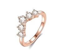 ZUOHUI Bague empilable en Argent Sterling S925 avec moissanite en Forme de V for Femme et Homme, Taille Ronde 3-4 mm, Cadeau de fiançailles(Rose Gold Zircon,8)