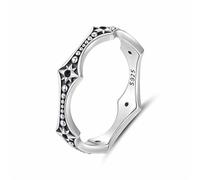 ZUOHUI Bague empilable en Argent Sterling S925, Motif étoile, for Femme, Bijou Vintage Scintillant, Taille 6, 7 et 8, avec Coffret Cadeau.(6)