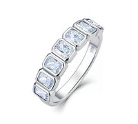 ZUOHUI Bague en Argent S925 for Femmes, Coupe émeraude, Moissanite, 3,2 ctw VVS1, Alliance empilable, Usage Quotidien, Bijoux de Bureau et de fête