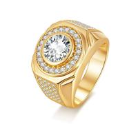 ZUOHUI Bague en argent sterling 925 avec moissanite doublement superposée - Anneaux superposés plaqués rhodium et or 18 carats | Alliance géométrique et bague empilable for femme (anniversaire, fiança