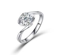 ZUOHUI Bague en Argent Sterling Moissanite S925 for Femmes, Ensemble de Lunette torsadée, Solitaire de fiançailles, Bande empilable, Anniversaire(Silver,7)