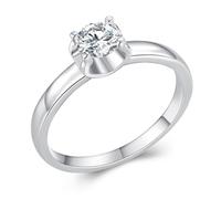 ZUOHUI Bague en argent sterling S925 avec moissanite et plaqué or blanc - Alliance empilable for femme | Bague de fiançailles et d'anniversaire, tailles US 6/7/8(8)