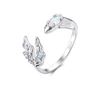 ZUOHUI Bague en Argent Sterling S925 avec Opale de Poisson Betta for Femme - Bague de Poisson réglable avec Opale, Bijoux de rêve inspirés de la Nature for Le Quotidien
