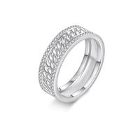 ZUOHUI Bague entrelacée : argent sterling S925, chaîne vintage, cœurs et flèches, moissanite ronde couleur DE, large bande géométrique unisexe for mariage, anniversaire et empilage(8)