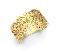 ZUOHUI Bague for Femme en Argent Sterling S925, Bande géométrique en Dentelle Vintage Français, Bague de Mariage ou d’Anniversaire empilable de 8,7 mm, hypoallergénique(Gold,9)