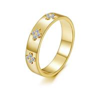 ZUOHUI Bague Lucky Clover en argent sterling 925 plaqué or et moissanite - Alliance empilable for femme | Ensemble de bagues d'anniversaire et de promesse (tailles 6-9 US)(9)