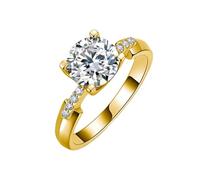 ZUOHUI Bague moissanite à 4 Griffes en Argent Sterling S925 for Femme - Solitaire avec Bande pavée, Bague de fiançailles empilable for Un Usage Quotidien au Bureau(1ctw Gold,9)
