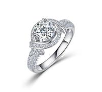 ZUOHUI Bague Moissanite en Argent S925 1,9 CT, Bras torsadé, pavé Complet, Solitaire de fiançailles, Anneaux empilables for Femmes(Silver,6)