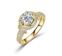ZUOHUI Bague Moissanite en Argent S925 1,9 CT, Bras torsadé, pavé Complet, Solitaire de fiançailles, Anneaux empilables for Femmes(Gold,7)