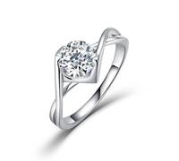 ZUOHUI Bague Moissanite en Argent S925, Anneau en Forme de cœur torsadé, Anneaux empilables for Femmes, Bracelet de Mariage, de fiançailles, Solitaire, de promesse(Silver,9)