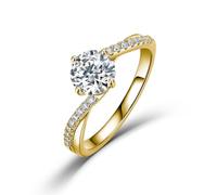 ZUOHUI Bague Moissanite en Argent S925, Conception de Bras torsadé, Solitaire de fiançailles, Anneaux empilables for Femmes(Gold,8)