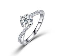 ZUOHUI Bague Moissanite en Argent S925, Conception de Bras torsadé, Solitaire de fiançailles, Anneaux empilables for Femmes(Silver,6)