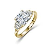 ZUOHUI Bague moissanite en Argent Sterling S925 for Femmes et Hommes, Couleur D 2,9 CT, clarté VVS, Alliance de fiançailles Solitaire Coupe Asscher, Bague d'anniversaire empilable(Gold,8)