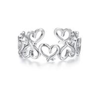 ZUOHUI Bague Ouverte Ajustable en Argent Sterling S925 avec Jointure en Forme de cœur, Bague de promesse Minimaliste empilable, Cadeau d'anniversaire ou de Saint-Valentin