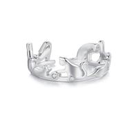 ZUOHUI Bague Ouverte Chatons ludiques en Argent Sterling S925, Bande empilable réglable avec zircone cubique for Femmes