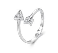 ZUOHUI Bague Ouverte en Argent Sterling S925 avec flèche en Forme de cœur, Anneau empilable Minimaliste réglable for Femmes, Cadeau de promesse de Couple for Anniversaire