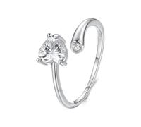 ZUOHUI Bague Ouverte en Argent Sterling S925 avec Zircon en Forme de cœur for Femme, Alliance Ajustable et empilable, for Un Anniversaire ou la Saint-Valentin.