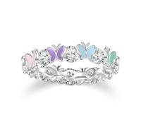 ZUOHUI Bague Papillon colorée en Argent Sterling S925 for Femme - Bande d'insectes empilable avec boîte Cadeau for Un Usage Quotidien et des Tenues de fête(8)