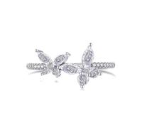 ZUOHUI Bague Papillon en Argent Sterling S925 avec zircone 5A, Bande hexagonale plaquée Or 18 carats for Femmes, Bague de déclaration de Mode Tailles 5-9(8)