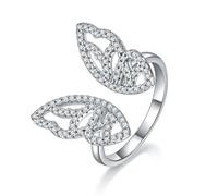 ZUOHUI Bague papillon ouverte en moissanite en argent sterling S925 - Bague unisexe ajustable for fiançailles, anniversaire et superposition, convient aux hommes et aux femmes.(9)