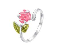 ZUOHUI Bague rose changeante UV for femme - Argent sterling S925 plaqué WG, anneau ouvert réglable avec pierre lumineuse et zircone, for un usage quotidien, un mariage ou un cadeau (1,7 mm)