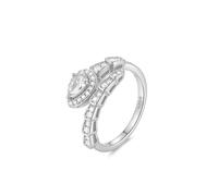 ZUOHUI Bague serpentine en argent sterling S925: Moissanite en forme de larme 6x4mm, couleur DE, taille cœurs et flèches, design géométrique unisexe for mariage, anniversaire et empilage.(White gold,5