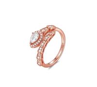 ZUOHUI Bague serpentine en argent sterling S925: Moissanite en forme de larme 6x4mm, couleur DE, taille cœurs et flèches, design géométrique unisexe for mariage, anniversaire et empilage.(Rose gold,8)