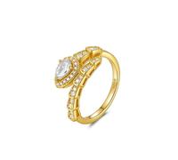 ZUOHUI Bague serpentine en argent sterling S925: Moissanite en forme de larme 6x4mm, couleur DE, taille cœurs et flèches, design géométrique unisexe for mariage, anniversaire et empilage.(Gold,5)