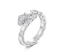 ZUOHUI Bague serpentine en argent sterling S925: moissanite ronde couleur DE, taille cœurs et flèches, design géométrique unisexe for mariage, anniversaire et empilage.(White gold,8)