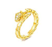 ZUOHUI Bague serpentine en argent sterling S925: moissanite ronde couleur DE, taille cœurs et flèches, design géométrique unisexe for mariage, anniversaire et empilage.(Gold,7)