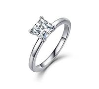 ZUOHUI Bague Solitaire en moissanite Taille Princesse en Argent Sterling S925 1,2 CTW D-VVS for Femme, Alliance de fiançailles(Silver,6)