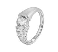 ZUOHUI Bague Solitaire Ronde en Argent Sterling S925 avec moissanite et 4 Griffes for Femme(Silver,5)