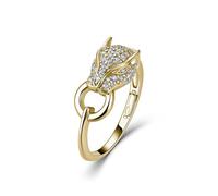 ZUOHUI Bague Unisexe en Argent Sterling 925 Moissanite tête de léopard pavé Complet réglable(Gold,7)