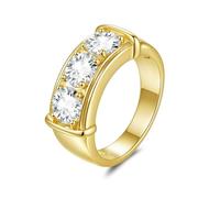 ZUOHUI Bague Unisexe en Argent Sterling S925 et moissanite, 6,5 mm, Motif étoile, Alliance for Femme et Homme, Cadeau de fiançailles et de Mariage empilable(Gold Zircon,7)