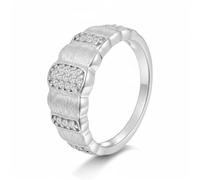 ZUOHUI Bague Unisexe Ronde en moissanite en Argent Sterling 925, Grille brossée, Vintage