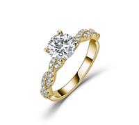ZUOHUI Bague Unisexe Ronde en moissanite en Argent Sterling 925, Tige torsadée, 4 Griffes, Solitaire de 1,8 CT(Gold,8)