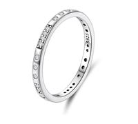 ZUOHUI Bague vintage «Je t'aime» en code Morse for couple, en argent sterling 925 avec zircones, anneau géométrique empilable for mariage, anniversaire et usage quotidien, tailles unisexes 6-8(7)
