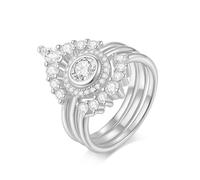 ZUOHUI Bague Vœu Étoile Chevauchée - Bague Florale Unisexe en Argent Sterling S925 avec Moissanite Marquise 0,2 ct for Femmes et Hommes, Adaptée au Bureau, à l'Empilage et aux Occasions Spéciales comm