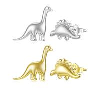 ZUOHUI Boucles d'oreilles à tige asymétriques en argent sterling S925 en forme de dinosaure for femme - Design léger et hypoallergénique, finition galvanisée, idéales for un usage quotidien ou comme c