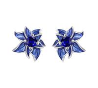 ZUOHUI Boucles d'oreilles à tige en argent sterling S925 avec lotus bleu for femme, boucles d'oreilles à fleurs hypoallergéniques for oreilles sensibles, cadeau tendance avec boîte cadeau