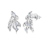 ZUOHUI Boucles d'oreilles à tige en argent sterling S925 avec opale de poisson Betta for femme - Boucles d'oreilles en forme d'animal coloré de rêve for oreilles sensibles, cadeau quotidien au bureau